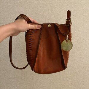 Vintage Jpaige brown genuine leather Boho crossbody bag